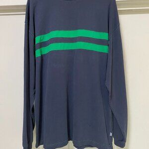 No Fear, men's long sleeve navy tee w/kelly green stripes, size XL